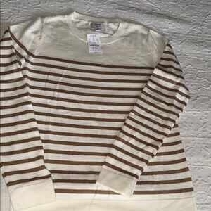 J. Crew Men's Off-White and Brown Crewneck Sweater